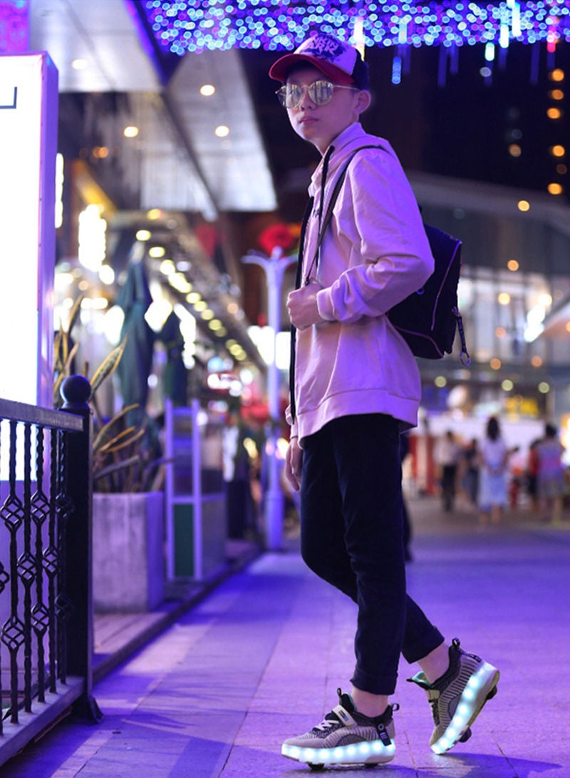 Sharpdo Roller Shoes USB Charge Girls Boys Sneakers with Wheels LED Roller Skates Shoes - Image 3