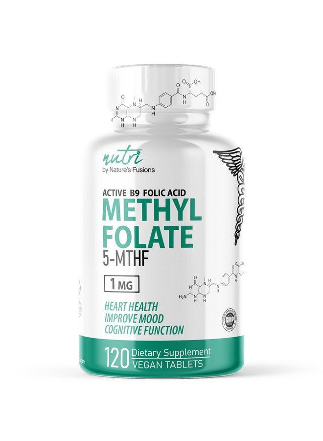 نايتشرز فوجنز Nature's Fusions Nutri 5-MTHF L Methylfolate 1MG - إمداد لمدة 4 أشهر، 120 قرصًا نباتيًا - مكمل حمض الفوليك المثيلي - الوظيفة الإدراكية، صحة القلب، دعم ما قبل الولادة - حمض الفوليك المثيلي - Image 1