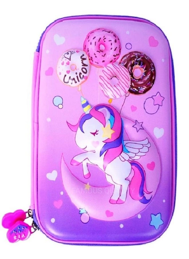 Famous Quality FAMOUS QUALITY® 3D Stylish Designed Print Large Capacity Hardtop EVA Pencil Case - Pink  - Image 1