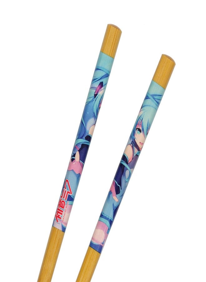 JUST FUNKY Hatsune Miku Chopsticks Virtual Pop Star Designs Reusable Bamboo Set, 4-Pack - Image 4