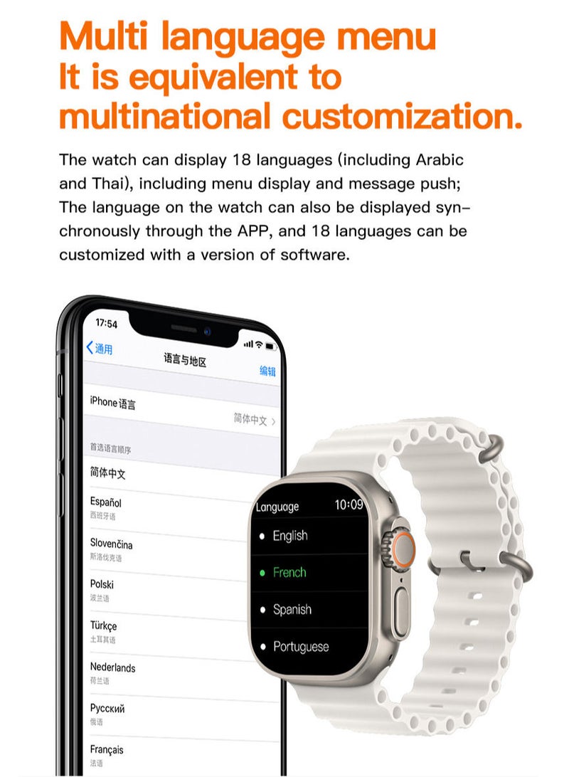 AROAQ T900 Ultra Wireless Charging New Features Super Fast Latest Smart Watch Orange - Image 2