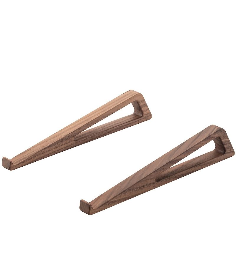 Desktop Wooden Laptop Stand Ergonomic Space Saving Lightweight Stand For Laptops iPad And Tablets Dark Brown - Image 1