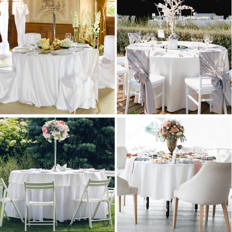Aocoz Round Tablecloth 132 Inch 10 Pack White Tablecloths Washable Decorative Linen Polyester Table Clothes Cover for Dining Table Banquets Buffet Parties and Wedding - Image 4