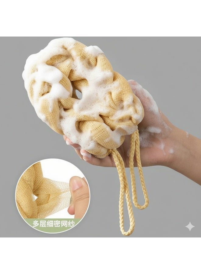 Dollar A sponge bathing exfoliator for adults and children to gently exfoliate and soften the skin, removing dead skin cells - yellow - Image 2