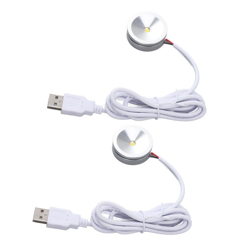 LED Display Spotlight: 1W Eye-Friendly Bead, 4.2FT Long USB Cable - Compact Round Design, Easy Installation for Jewelry Cabinets, Shelves, Cupboards - Image 3