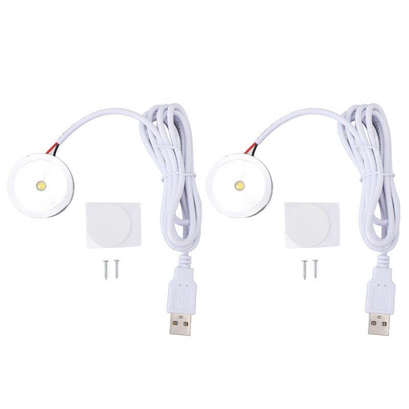 LED Display Spotlight: 1W Eye-Friendly Bead, 4.2FT Long USB Cable - Compact Round Design, Easy Installation for Jewelry Cabinets, Shelves, Cupboards - Image 1