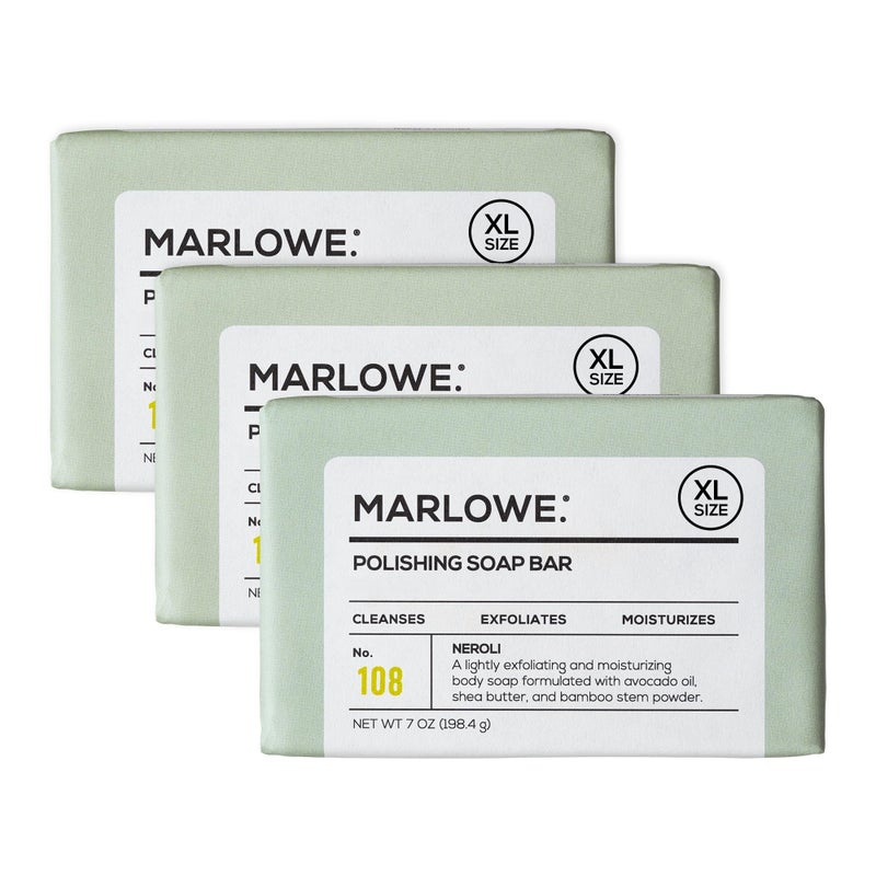 MARLOWE No 108 Lightly Exfoliating Soap Bar 7oz 3 Bars Polishing Moisturizing Cleansing Bar Soap for Men Made with Natural Ingredients