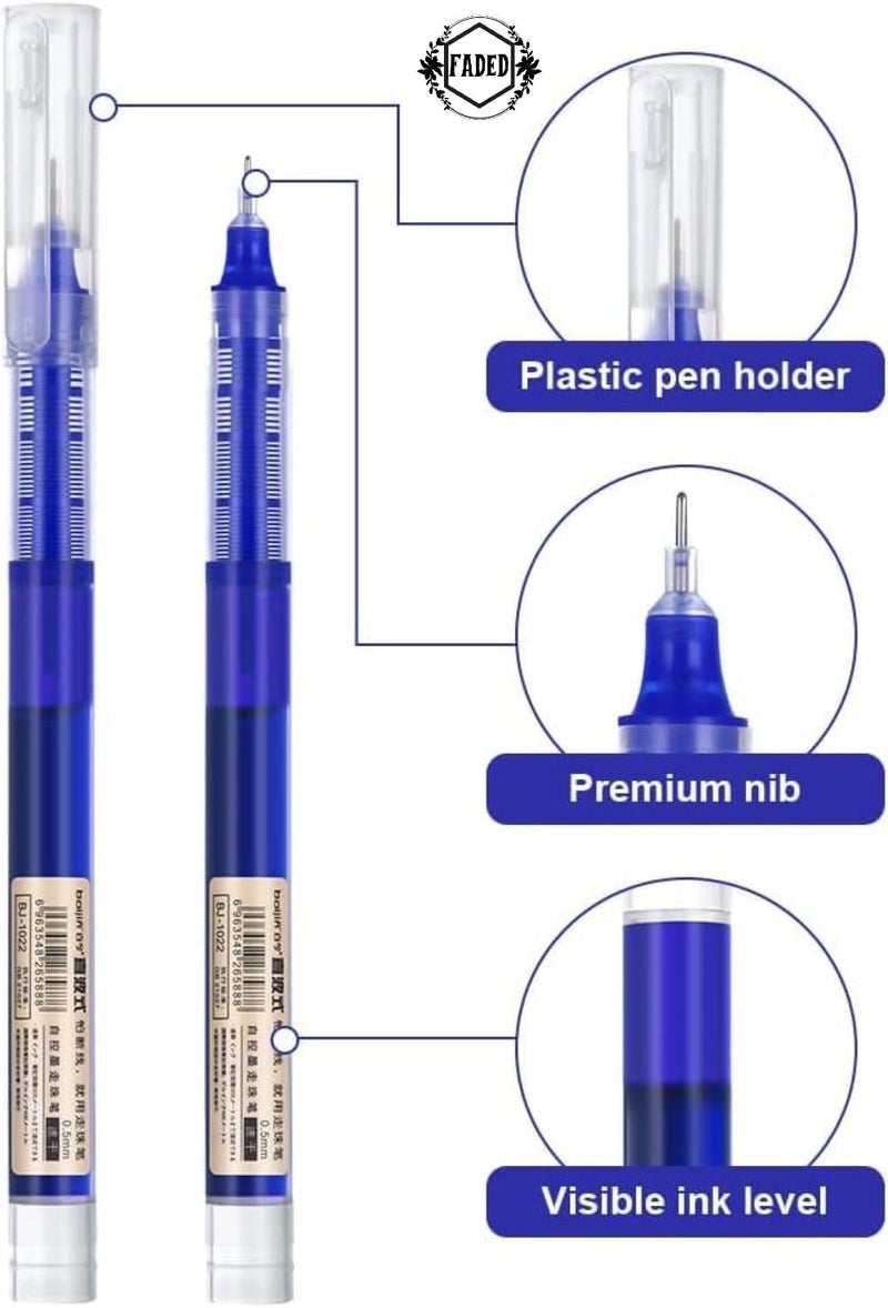 Faded 6pcs 0.5mm Needle Tip Liquid Ink Rollerball Pens | Quick-Drying Smooth Writing Pens for School, Office, Journaling & Everyday Use (blue) - Image 5