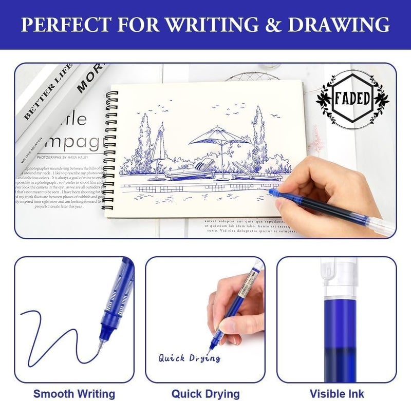 Faded 6pcs 0.5mm Needle Tip Liquid Ink Rollerball Pens | Quick-Drying Smooth Writing Pens for School, Office, Journaling & Everyday Use (blue) - Image 4