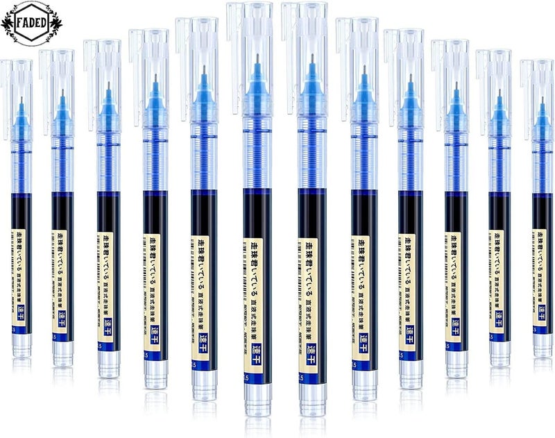 Faded 6pcs 0.5mm Needle Tip Liquid Ink Rollerball Pens | Quick-Drying Smooth Writing Pens for School, Office, Journaling & Everyday Use (blue) - Image 2