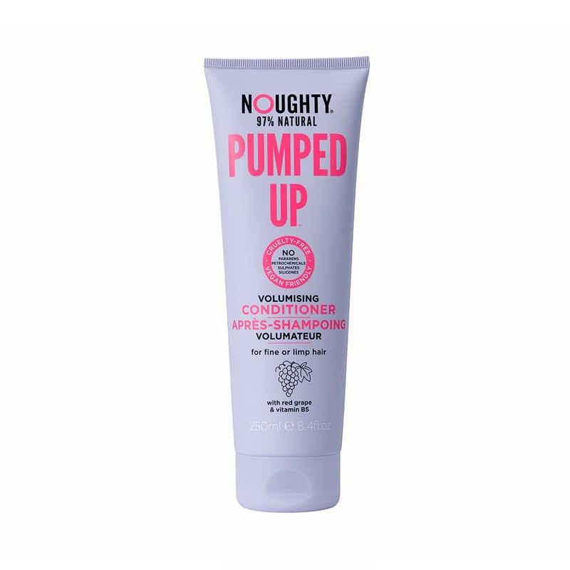 Noughty 97 Natural Pumped Up Volumising Conditioner to Gently Cleanse and Volumise Fine or Limp Hair with Red Grape and Vitamin B5 Sulphate Free Vegan Haircare 250ml
