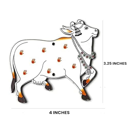 Adikala Printed Pichwai Cow MDF Cutout for Door/Wall Decoration Kit | Diwali | Dussehra | Rangoli | Pooja | Festival Gift | Wedding Decorations (6, 4 in) - Image 2