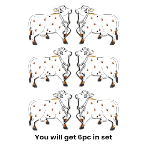 Adikala Printed Pichwai Cow MDF Cutout for Door/Wall Decoration Kit | Diwali | Dussehra | Rangoli | Pooja | Festival Gift | Wedding Decorations (6, 4 in) - Image 3