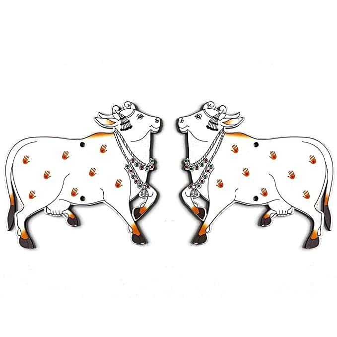 Adikala Printed Pichwai Cow MDF Cutout for Door/Wall Decoration Kit | Diwali | Dussehra | Rangoli | Pooja | Festival Gift | Wedding Decorations (6, 4 in) - Image 5