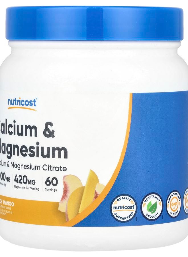 Nutricost Calcium & Magnesium Peach Mango  21.4 oz (600 g) - Image 2
