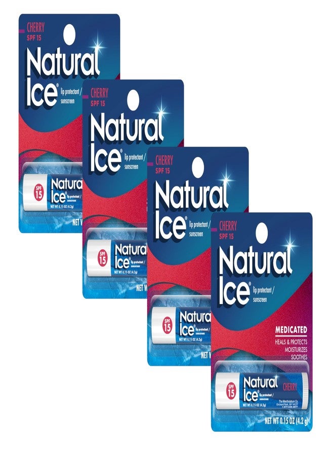 Mentholatum Natural Ice Cherry SPF 15 Medicated Lip Balm, 0.15 Ounce (Pack of 4) - Image 1