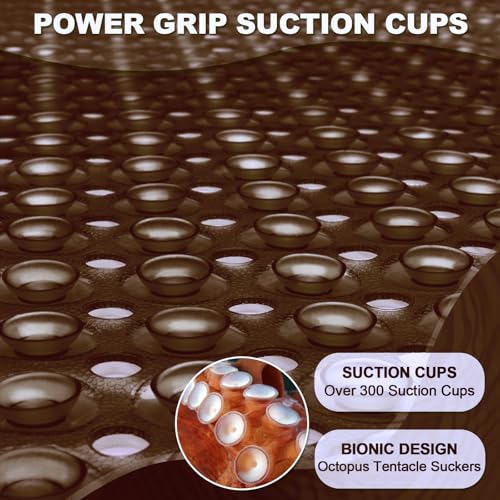 Linoows Bathtub and Shower Mats, 40x16 Inch Extra Large Non Slip Soft Bath Tub Mat with Suction Cups and Drain Holes for Bathroom Floor and Keep Tubs Clean, Machine Washable, Clear Chocolate - Image 3