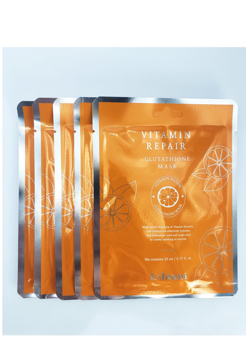 Korean product Mask sheet - consisting of vitamin extracts and glutathione effectively hydranes and rejuvenates tired and rough skin by closely adhering to nourish 23 ml
