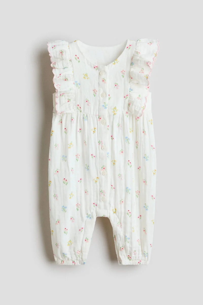 H&M Frilled muslin romper suit