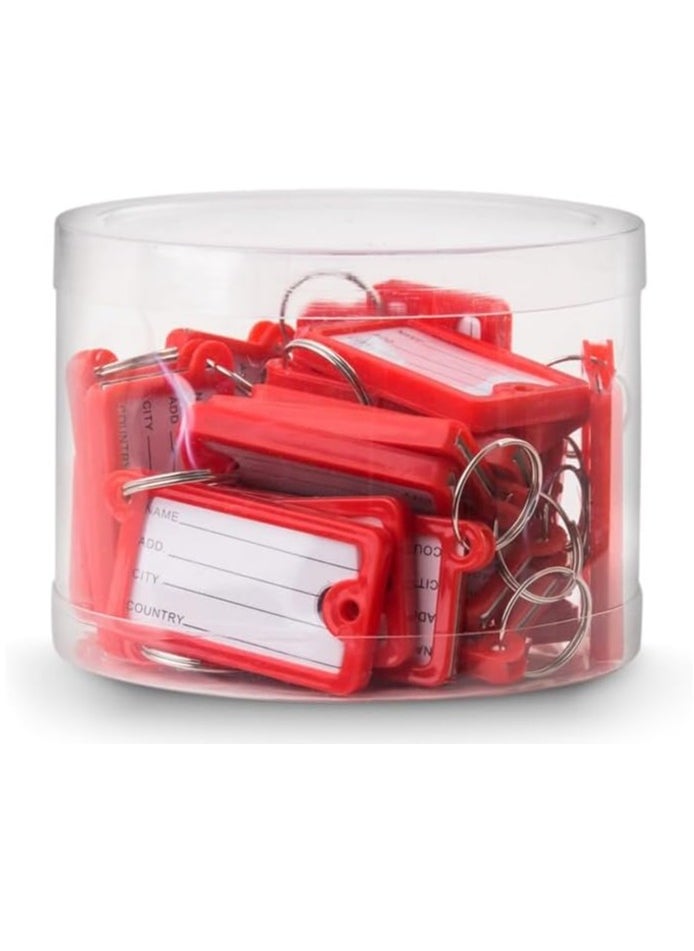 Rubik Large Plastic Key Tags with Labels 30pcs Pack, Durable Key Rings with Labels For Keys Identification, Luggage, Hotels (Red)  - Image 1