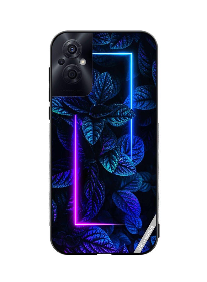 VR CREATIVE Protective Case Cover For Oppo Reno8 Z Blue Foliage Plants Neon Design Multicolour - Image 1