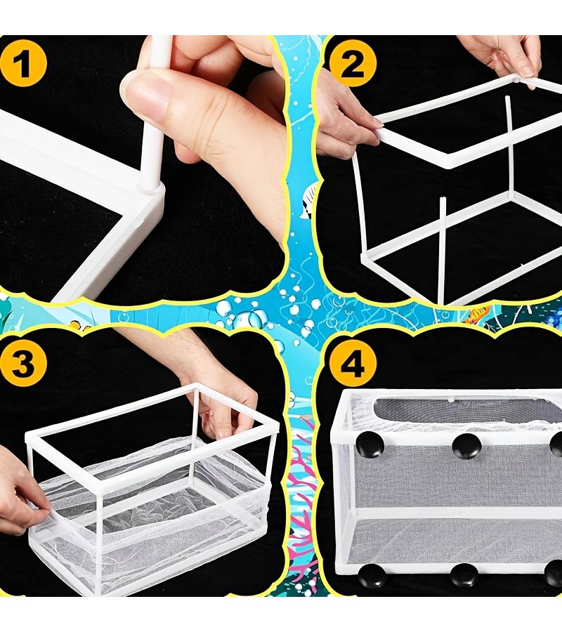 Set Of 2 Fish Tank Breeding Nets For Isolating And Hatching Fish Fry With Plastic Frame And Suction Cup For Aquarium - Image 4