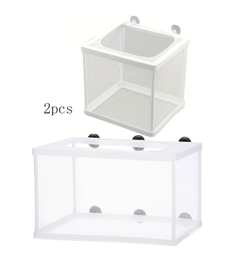 Set Of 2 Fish Tank Breeding Nets For Isolating And Hatching Fish Fry With Plastic Frame And Suction Cup For Aquarium - Image 1