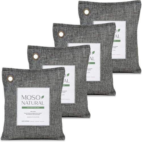 Moso Natural Air Purifying Bag 200g (4 Pack) | Premium Bamboo Charcoal Odor Absorber for Home & Car | Closet Odor Eliminator, Small Room Deodorizer & Car Air Freshener | Long Lasting Charcoal Bags - Image 1