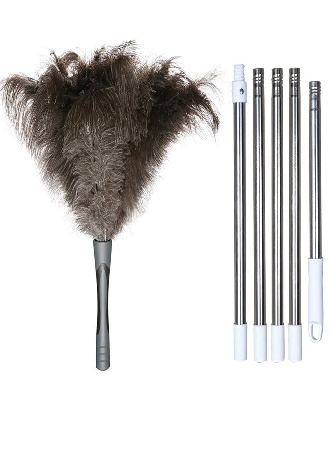 Midoneat Gray Ostrich Feather Duster with 71Inch Pole,Extendable Microfiber Duster for Home Cleaning - Image 1
