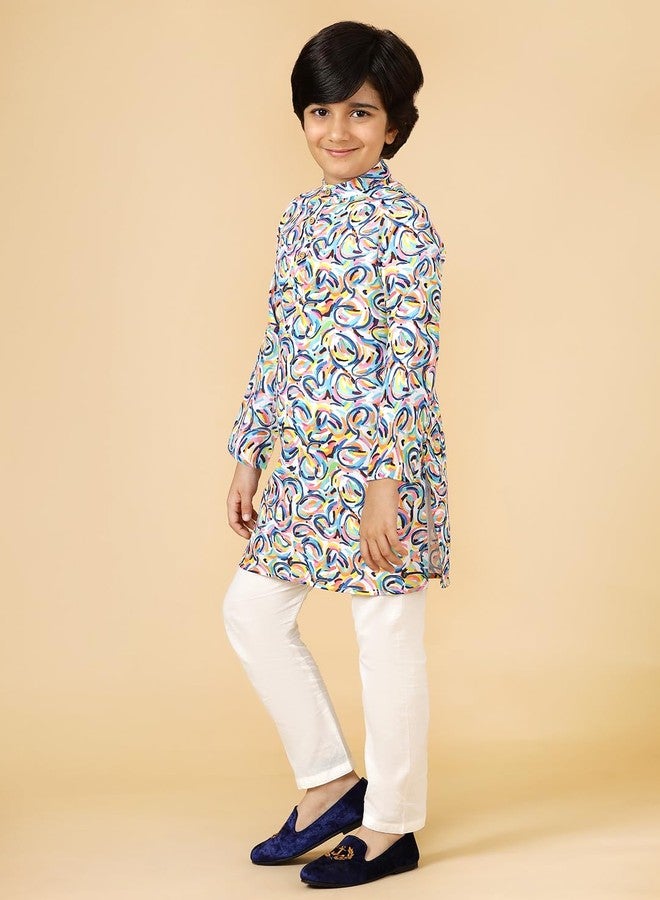 A.T.U.N. (ALL THINGS UBER NICE) Multi Color Swirls Kurta & Pyjama Set - Image 4