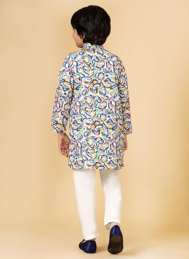 A.T.U.N. (ALL THINGS UBER NICE) Multi Color Swirls Kurta & Pyjama Set - Image 5