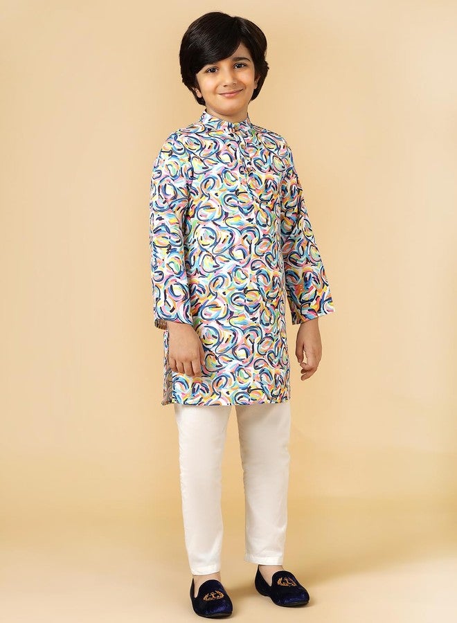 A.T.U.N. (ALL THINGS UBER NICE) Multi Color Swirls Kurta & Pyjama Set - Image 2