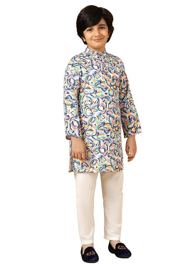 A.T.U.N. (ALL THINGS UBER NICE) Multi Color Swirls Kurta & Pyjama Set - Image 1