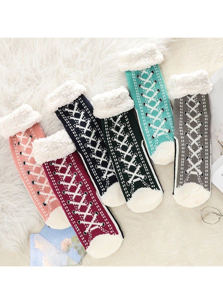 VUCATIN 2 Pair Ultra-Thick Cashmere Slipper Home Socks Cashmere Slipper Home Socks Cashmere Slipper Socks for Women - Image 5
