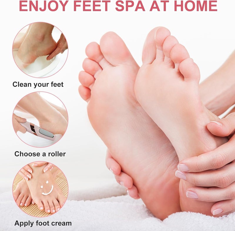 Feelon Foot Callus Remover for Dead Skin with Silicone Socks Full Size Socks, Rechargeable Pedicure Device for Women's Feet with 2 Roller Heads, Pedicure Kit for Women for Foot - Image 3