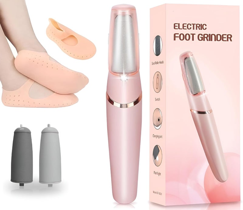 Feelon Foot Callus Remover for Dead Skin with Silicone Socks Full Size Socks, Rechargeable Pedicure Device for Women's Feet with 2 Roller Heads, Pedicure Kit for Women for Foot - Image 1