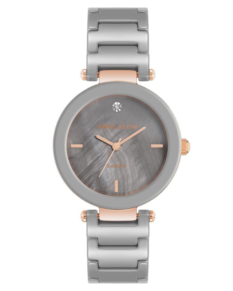 Anne Klein Womens Genuine Diamond Dial Ceramic Bracelet WatchTaupeRose Gold - Image 2