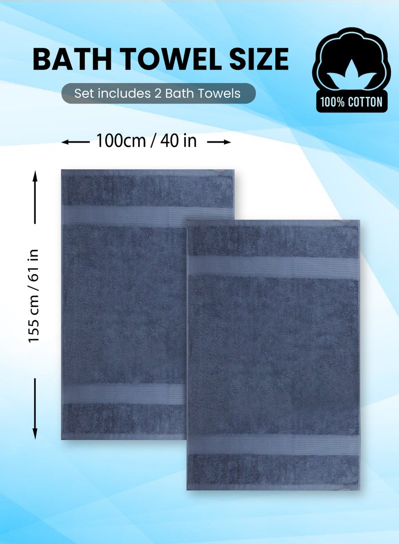 REZLAN UAE طقم مناشف استحمام فاخرة من REZLAN - 600 GSM قطن فاخر (100×155 سم/40×61 بوصة) - مناشف شاطئ واستحمام - أزرق فولاذي - Image 3