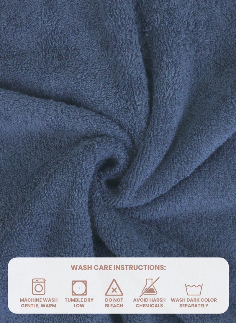 REZLAN UAE طقم مناشف استحمام فاخرة من REZLAN - 600 GSM قطن فاخر (100×155 سم/40×61 بوصة) - مناشف شاطئ واستحمام - أزرق فولاذي - Image 4