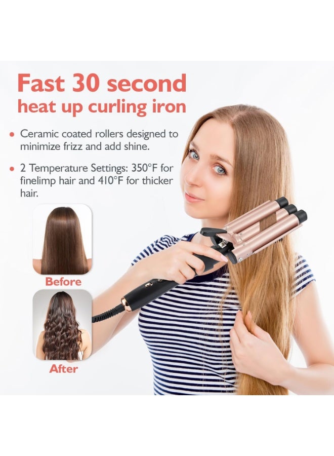 USHOW 5-in-1 Curling Iron with Interchangeable Barrels, Wave Iron Included, Champagne Gold - Image 4