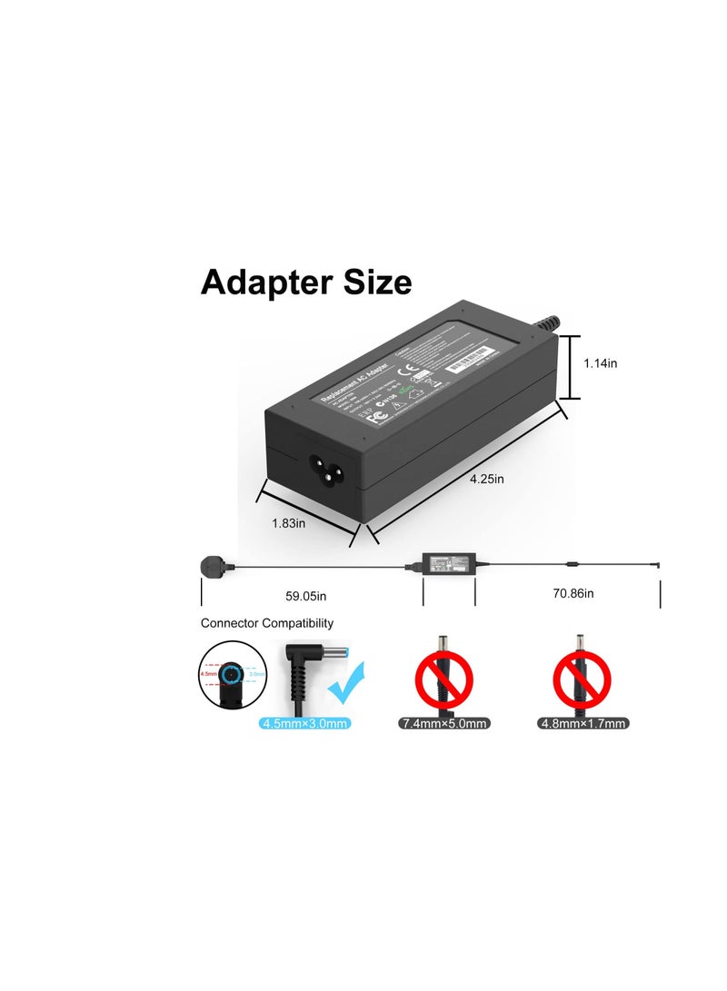 Terabyte 65W AC Adapter Laptop Charger for HP,Falamiao 19.5V 3.33A Power Supply with Power Cord for HP 65W EliteBook,HP Envy, HP Pavilion, HP Chromebook/Spectre/Stream and More (4.5X 3mm) - Image 3