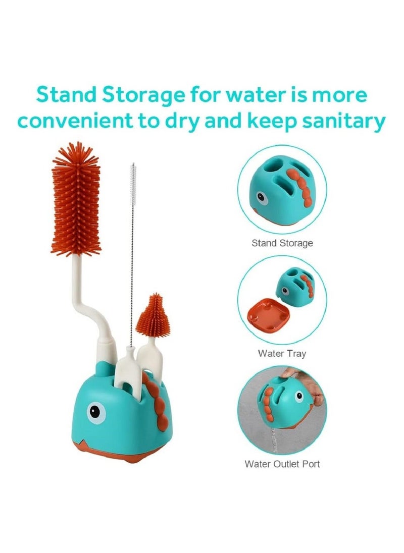Baby Bottle Brush Set, 4 in 1 Soft Silicone Bottle Cleaner Brush with Teat Brush Straw Cleaner and Stand, for Cleaning Water Bottles Baby Bottles Glass Cup Thermoses - Image 4