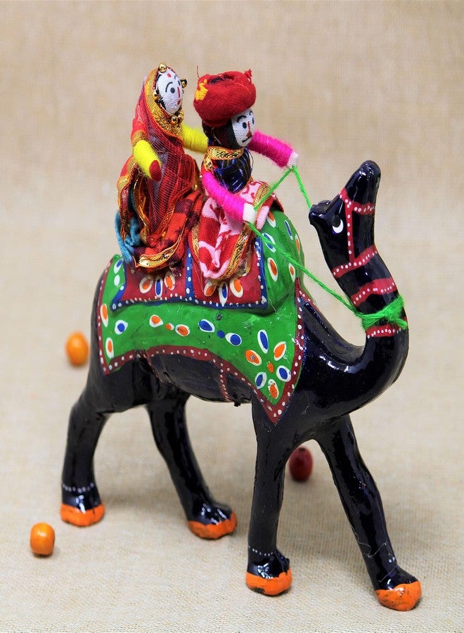 JH Gallery Handmade Recycled Material Figurines Rajasthani Doll Couple Rider Idol Showpiece, Multicolor (18 * 16 * 5cm) (Camel) - Image 1