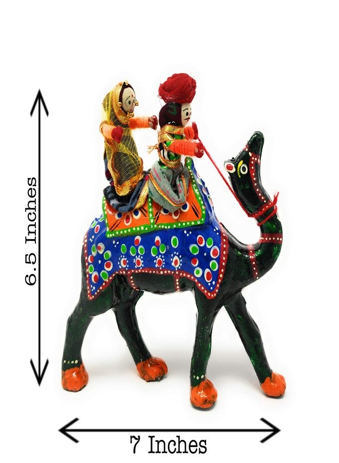 JH Gallery Handmade Recycled Material Figurines Rajasthani Doll Couple Rider Idol Showpiece, Multicolor (18 * 16 * 5cm) (Camel) - Image 2