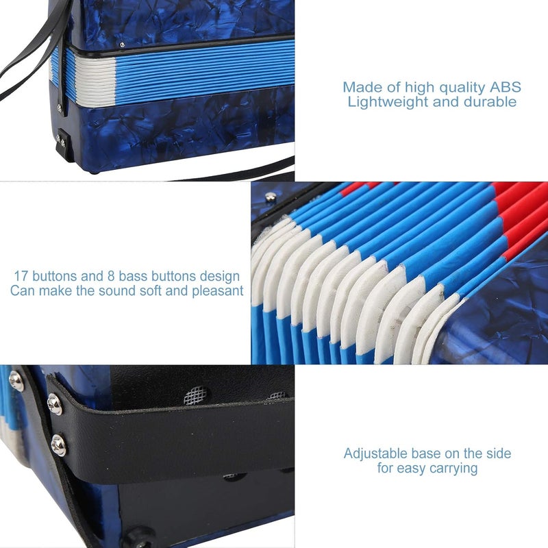Wal front Piano Accordion 17 Keys 8 Bass Hand Accordion Teaching Training Interest Cultivation Musical Instrument for Beginners - Image 3