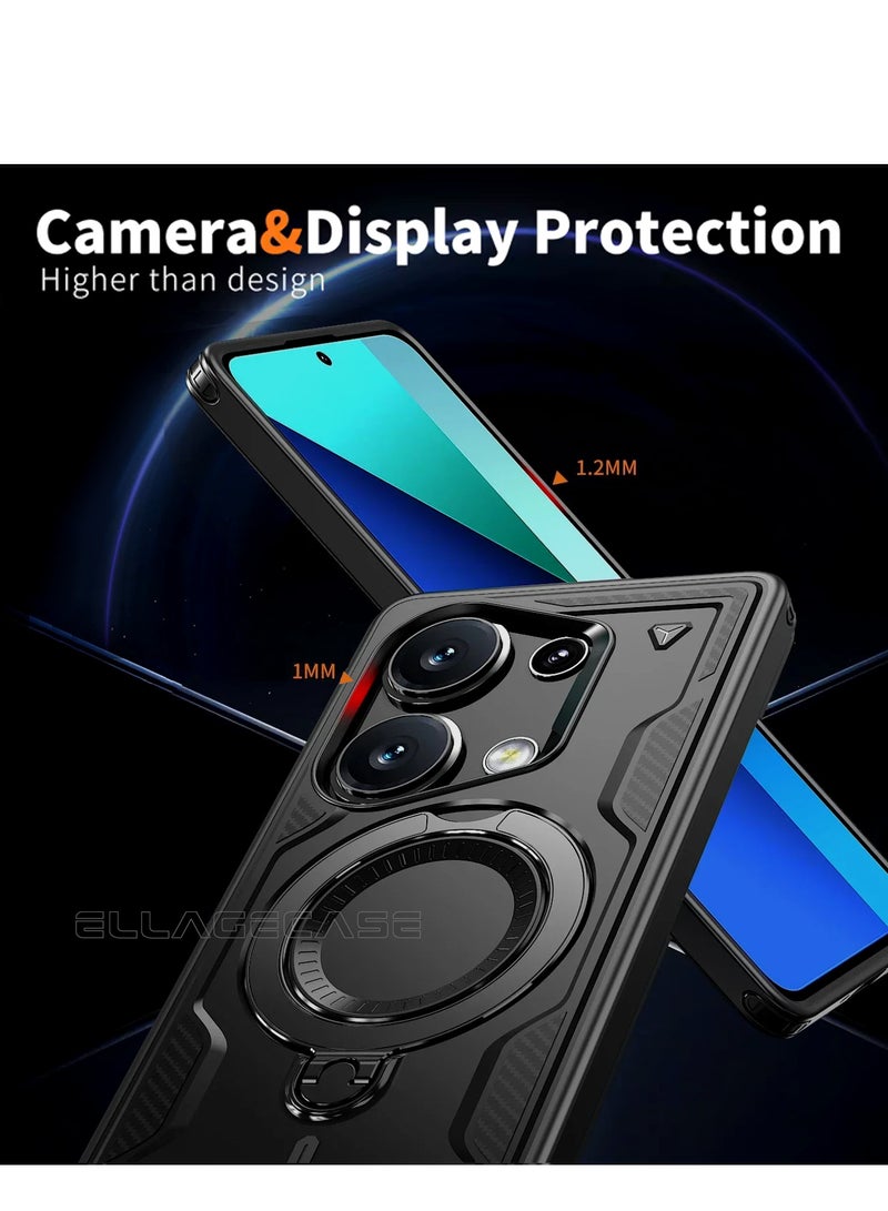 ELLAGECASE حافظة واقية مع حلقة لهاتف Xiaomi Redmi Note 13 Pro 4G / Poco M6 Pro 4G، حماية قوية من السقوط، إمكانية الوقوف أفقيًا ورأسيًا، حماية كاميرا متينة، دعم متوازن، وتوافق مثالي مع الملحقات المغناطيسية - Image 5