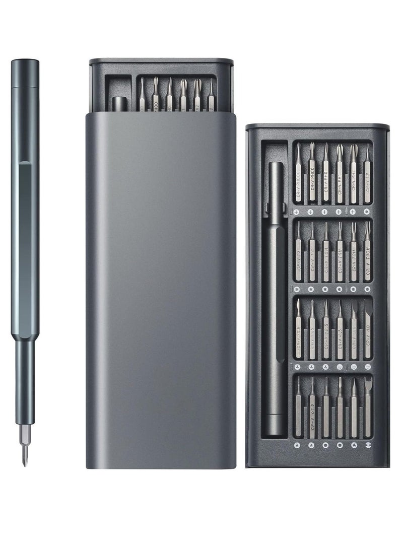 24 in 1 Mini Screwdriver Magnetic Driver Bits Set S2 Alloy Steel Pocket Manual Screwdriver Tool Set Repair Tool Kit Grey - Image 2