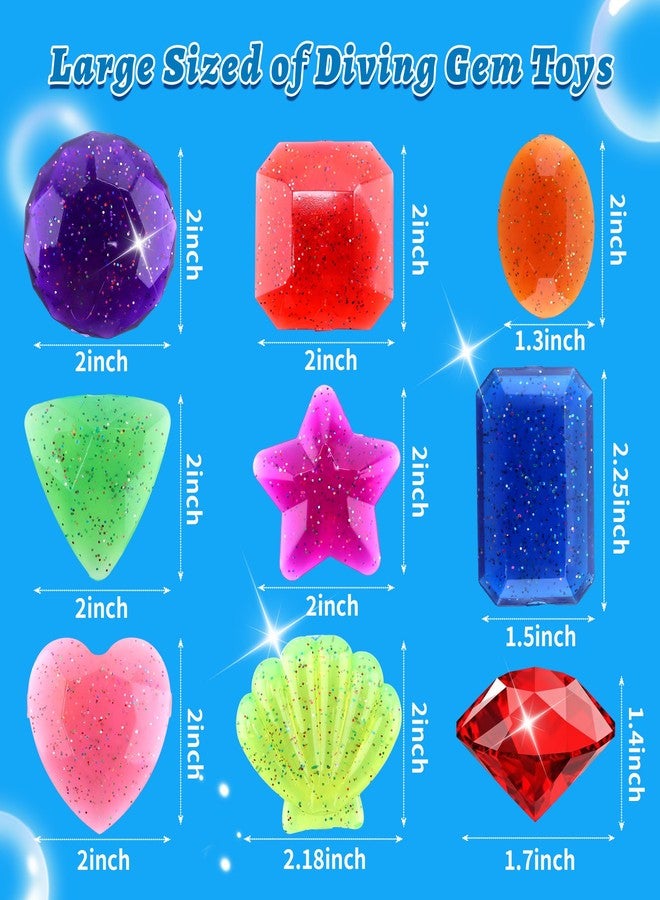 Nelisylux Diving Gems Pool Toys for Kids - 16 Big Colorful Diamond Diving Toys Swim Dive Toy Pirate Treasure Underwater Gemstone Swimming Training Water Toy Pool Games Gift Summer Bath Party Favors Decoration - Image 3