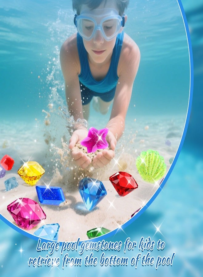 Nelisylux Diving Gems Pool Toys for Kids - 16 Big Colorful Diamond Diving Toys Swim Dive Toy Pirate Treasure Underwater Gemstone Swimming Training Water Toy Pool Games Gift Summer Bath Party Favors Decoration - Image 2