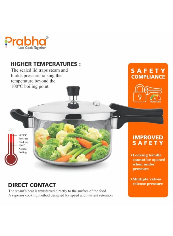 Prabha Stainless Steel Pressure Cooker Outer Lid 6 Litre | Tri-Ply Whizz Cookers Manual | Kitchen Must-Have Cookware Pots & Pans | ISI Certified | Fast & Safe Healthy Cooking | Gas & Induction - Image 4